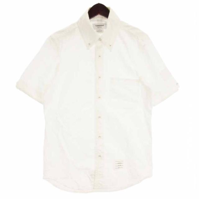 【中古】トムブラウン THOM BROWNE オックスフォード シャツ 半袖 ボタンダウン コットン ホワイト 1 メンズ