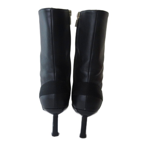 【中古】サルヴァトーレフェラガモ ブーツ ミドル レザー ポインテッドトゥー ブラック 黒 7.5 24.5cm 0763403