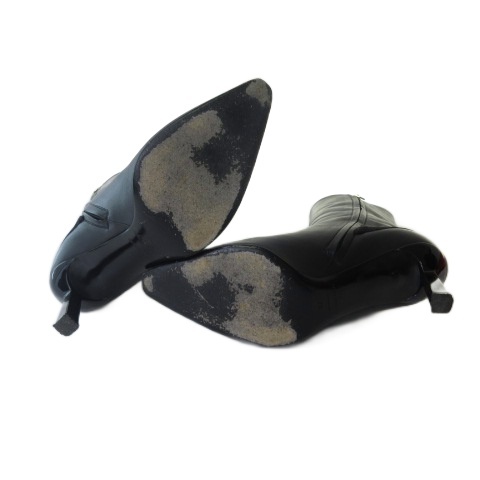 【中古】サルヴァトーレフェラガモ ブーツ ミドル レザー ポインテッドトゥー ブラック 黒 7.5 24.5cm 0763403