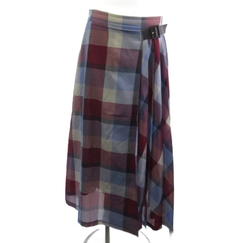 【中古】ブルーレーベルクレストブリッジ 55S20-665-38 25SS クレストブリッジチェックカラミクロスロングスカート