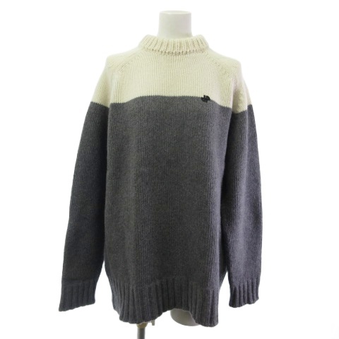 【中古】パトゥ PATOU ニット セーター バイカラー 長袖 ハイネック グレー ホワイト XS レディース