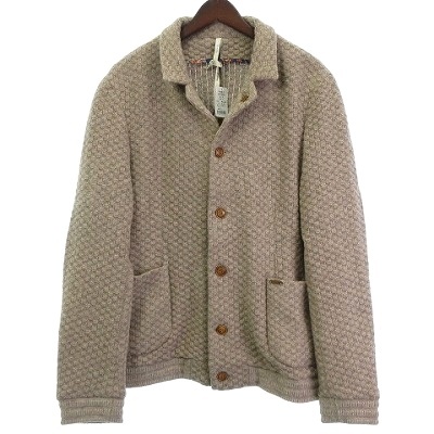 【中古】未使用品 ジャッケ GIACCHE タグ付き ウールニットジャケット テーラード ブレザー ベージュ XL ■GH