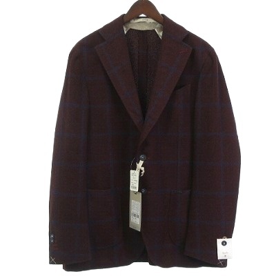 【中古】未使用品 ジャッケ GIACCHE タグ付き テーラードジャケット ブレザー 本切羽 ボルドー 50 約XL ■GH