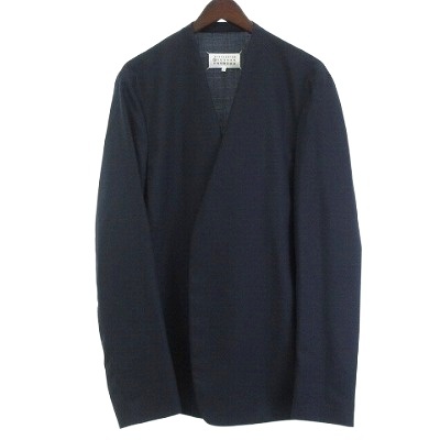 【中古】メゾンマルジェラ 10 Maison Margiela 18AW ノーカラー テーラードジャケット ブレザー ネイビー 50