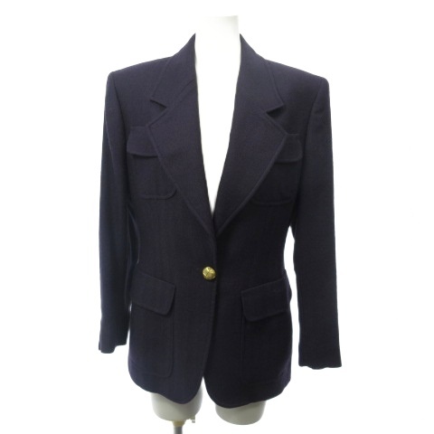 【中古】グッチ GUCCI テーラードジャケット ゴールドカラー釦 シングル パープル 紫  レディース