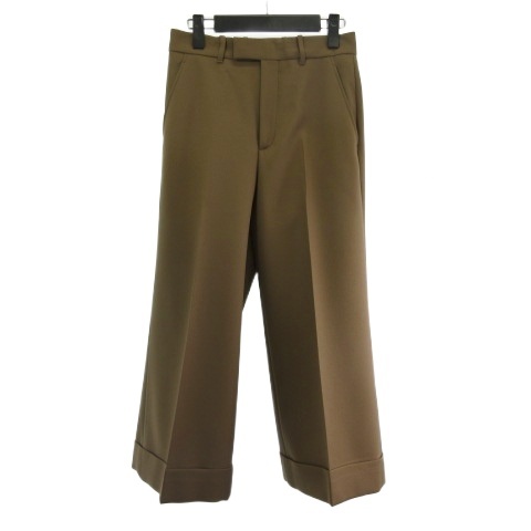 【中古】グッチ GUCCI 731943 ゴールドトーンボタン フルード ドリルパンツ スラックス ベージュ 36 メンズ