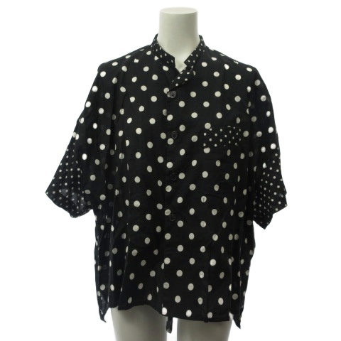 【中古】ワイズ Y's シャツ ドット 半袖 ワイドシルエット ブラック 黒 2  レディース