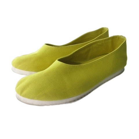 【中古】ババグーリ Babaghuri ヨーガンレール パンプス フラットシューズ キャンバス マスタード 23.5cm  レディース