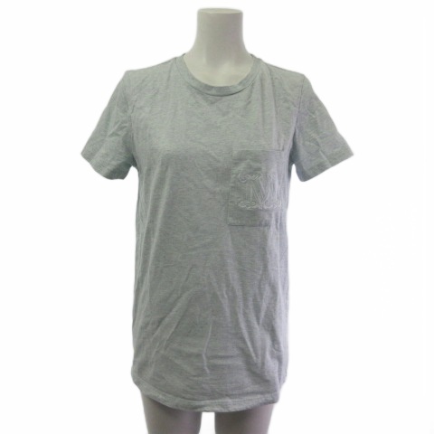 【中古】マックスマーラ MAX MARA 白タグ ポケット Ｔシャツ カットソー 刺繍 ブルー  レディース