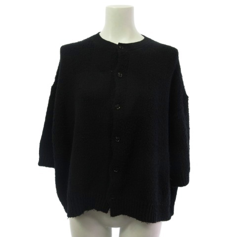 【中古】ワイズ Y's カーディガン 起毛 半袖 黒 ブラック 2  レディース
