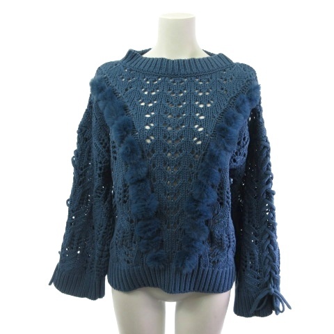 【中古】未使用品 グレースコンチネンタル タグ付き 0120443017 フェイクファーケーブルニットトップ セーター 36