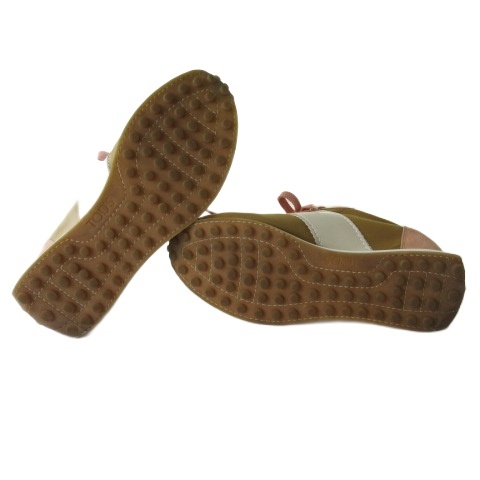 【中古】トッズ TOD'S スニーカー シューズ スエード切替 ブラウン ピンク 23.5cm レディース