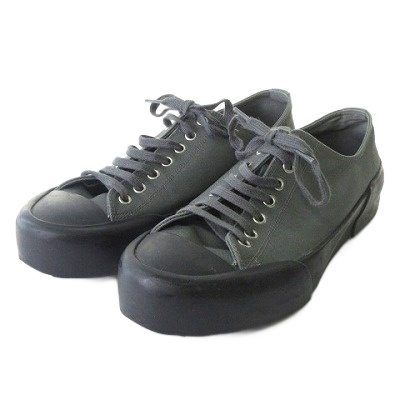 【中古】ジルサンダー JIL SANDER スニーカー シューズ キャンバス カーキ ブラック 41 約27.5cm メンズ
