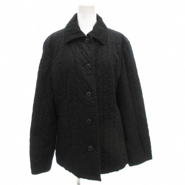 【中古】ダックス DAKS 中綿ジャケット ブルゾン キルティング ストライプ 裏地チェック 13ABR 黒 ブラック /GV