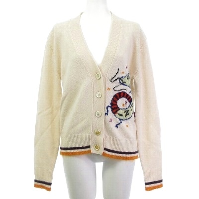 【中古】マルニ MARNI 美品 24SS 限定 カシミヤ混 カーディガン ニット アイボリー系 オレンジ 38 S位 レディース
