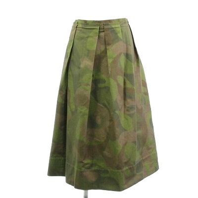 【中古】マルニ MARNI 美品 スカート タック ギャザー フレア イタリア製 カモ柄 迷彩柄 カーキ 38 S位 レディース