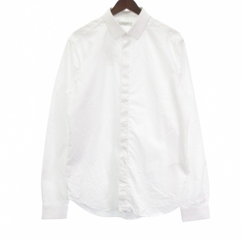 【中古】未使用品 ヴァレンティノ ヴァレンチノ VALENTINO タグ付き ブロードシャツ Yシャツ 長袖 ホワイト 42 M位