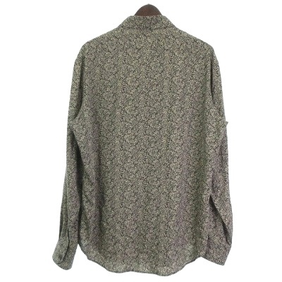 【中古】セリーヌ CELINE 美品 20AW ビスコースフラワープリント シャツ 花柄 総柄 長袖 黒 ブラック ベージュ 41 L位_1