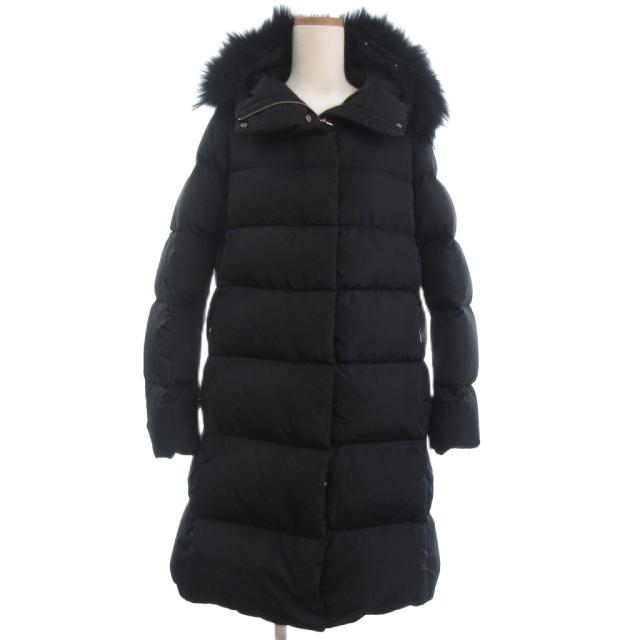 【中古】エイ ディー ディー add ダウンコート ロング ラクーンファー スタンドカラー 長袖 42 黒 ブラック