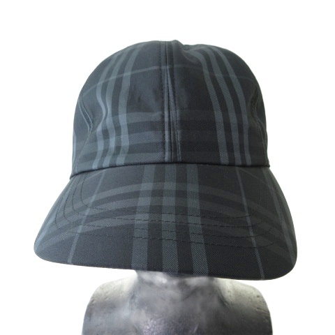 【中古】バーバリーゴルフ BURBERRY GOLF キャップ 帽子 チェック ブラック グレー 黒 56.5-60cm メンズ