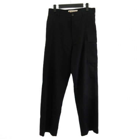 【中古】マルニ MARNI 24SS PUMU0095U1 TROPICAL WOOL TROUSERS WITH UTILITY POCKET BLACK パンツ スラックス 黒 ブラック 44