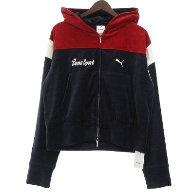 【中古】未使用品 MASU × PUMA タグ付き T7 SHORT TRACK HOODIE ショートトラックフーディー パーカー ネイビー系 L