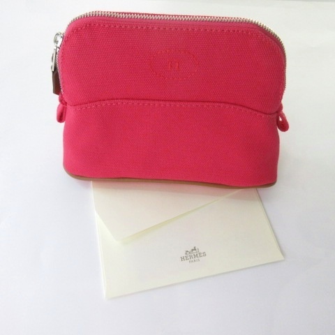 中古】未使用品 エルメス HERMES ボリードポーチ ミニミニ コットン