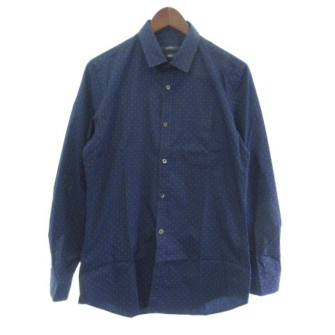 【中古】グッチ GUCCI シャツ 長袖 ドット Gロゴ ブラック ブルー 40  メンズ