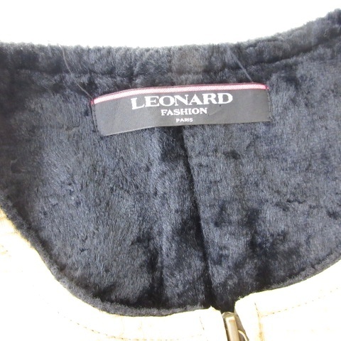 【中古】レオナール LEONARD ファッション セットアップ キルティング フェイクファーベスト ロングスカート ベージュ_5