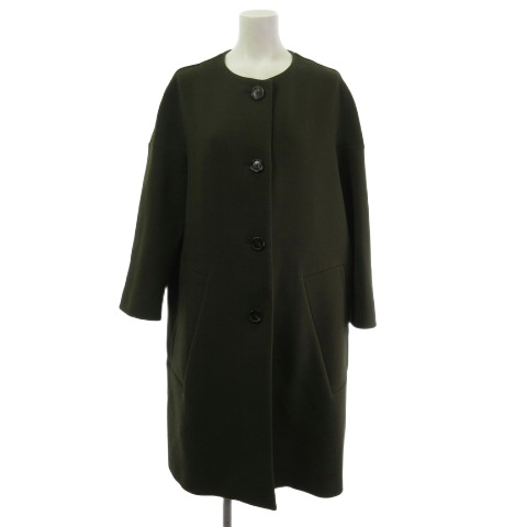 【中古】マルニ MARNI ノーカラー ロングコート ウール カーキ 38 CPMA0023U0TW420