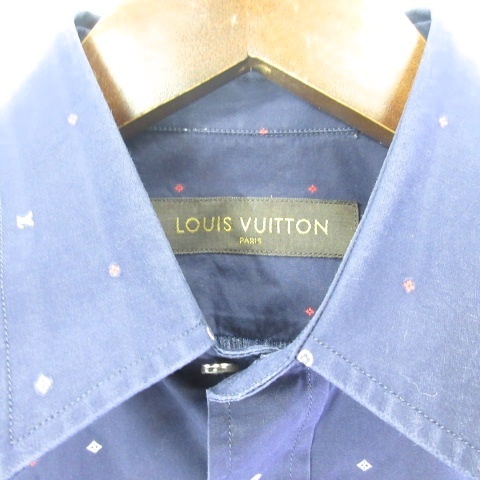 【中古】ルイヴィトン LOUIS VUITTON モノグラム シャツ 半袖 XS ネイビー 紺  メンズ_2