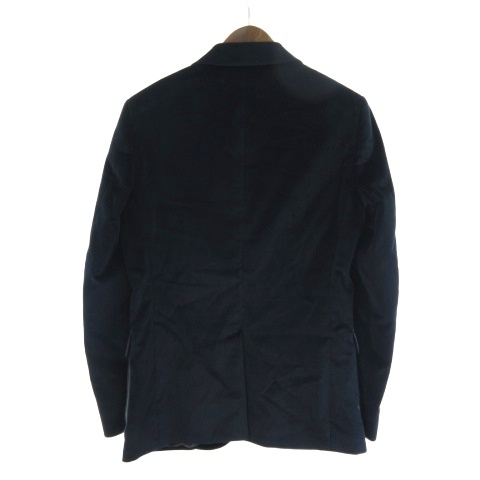【中古】グッチ GUCCI ベルベット ベロア テーラードジャケット シングル レザーパイピング ネイビー 紺 48 メンズ_1