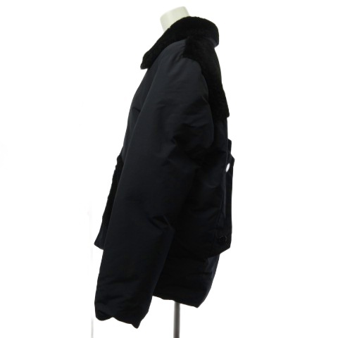 【中古】マルニ MARNI ダウンコート ラムファー切替 ジップアップ ネイビー 紺 40  レディース_1