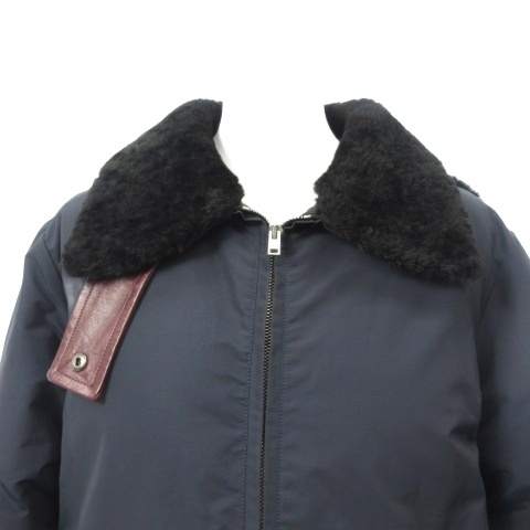 【中古】マルニ MARNI ダウンコート ラムファー切替 ジップアップ ネイビー 紺 40  レディース_3