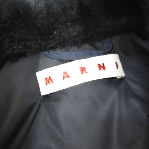 【中古】マルニ MARNI ダウンコート ラムファー切替 ジップアップ ネイビー 紺 40  レディース_5