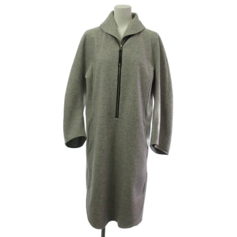 【中古】ヒロココシノ HIROKO KOSHINO ジップポイントジャージーワンピース ロング グレー 38 レディース