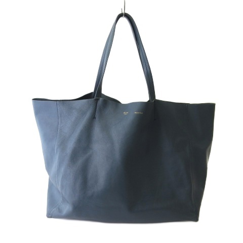 【中古】セリーヌ CELINE ホリゾンタルカバ トートバッグ ラージトート ショルダーバッグ ブルー メンズ