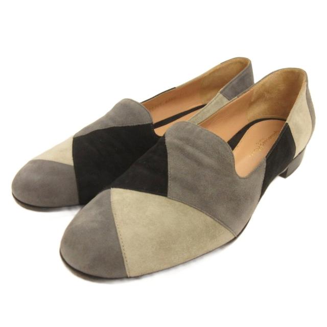 【中古】ジャンヴィトロッシ Gianvito Rossi パンプス ローファー フラット スエード 37.5 グレー レディース