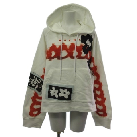 【中古】マルニ MARNI FLJE0233P0 USCY40 パーカー フーディ プルオーバー 花柄 プリント 白 ホワイト 38 レディース