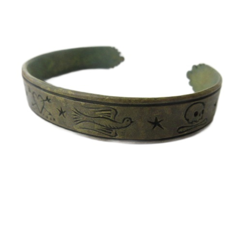 【中古】エルエイチエヌジュエリー LHN Jewelry ブレスレット バングル ハンドメイド USA アンティークゴールド ■GY28 メンズ