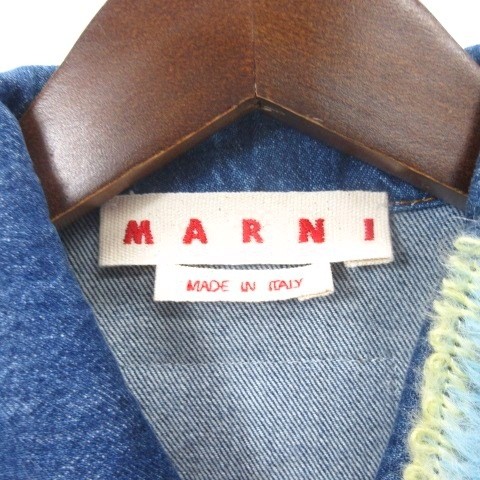 【中古】マルニ MARNI JKJD0287L4USCW23 デニムジャケット ジージャン エンブロイダリー リペア インディゴ 38 レディース_2