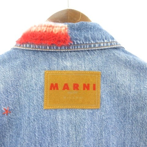 【中古】マルニ MARNI JKJD0287L4USCW23 デニムジャケット ジージャン エンブロイダリー リペア インディゴ 38 レディース_6