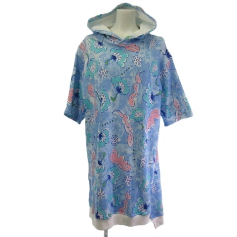 【中古】マルニ MARNI Blue Hawaiin Floral Hooded Dress フーデッド スウェット ワンピース 花柄 ブルー 14Y