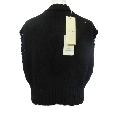【中古】未使用品 マルニ MARNI GCMD0605A0 UFC658 タグ付き ベスト プルオーバー ダメージ 黒 ブラック 38 レディース_2