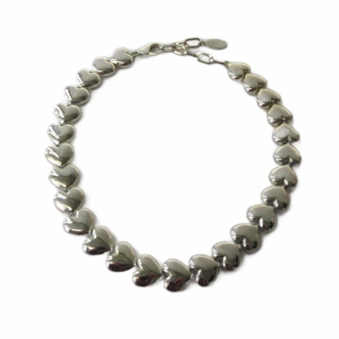 【中古】カジャビジュー KAJA BIJOUX ぷっくりハート チョーカー ネックレス ペンダント シルバーカラー レディース