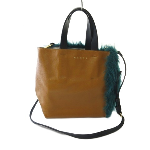 【中古】マルニ SHMP0040Q6 MUSEO SOFT MINI Shearling Shoulder Bag ショルダーバッグ クロスボディバッグ ブラウン