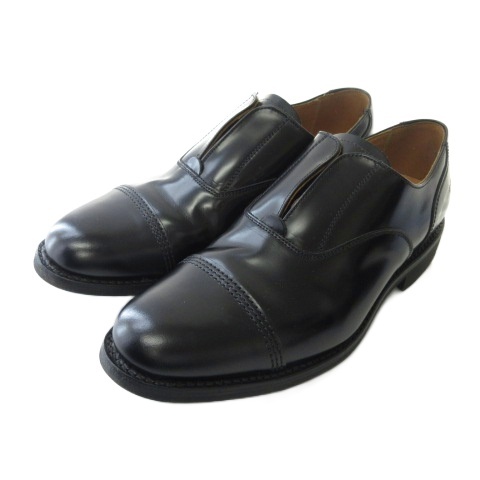 【中古】サンダース SANDERS 1742B ノーレース シューズ レザーシューズ 6 25.0-25.5 黒 ブラック