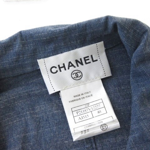 【中古】シャネル CHANEL P21187V12277 コットン ジャケット ココマーク ブルー 40  レディース_4
