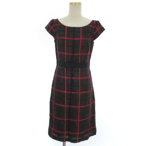 中古 トッカ Tocca ワンピース ひざ丈 半袖 チェック クルーネック 0 茶 ブラウン レディースの通販はau Wowma ブランド古着のベクトル