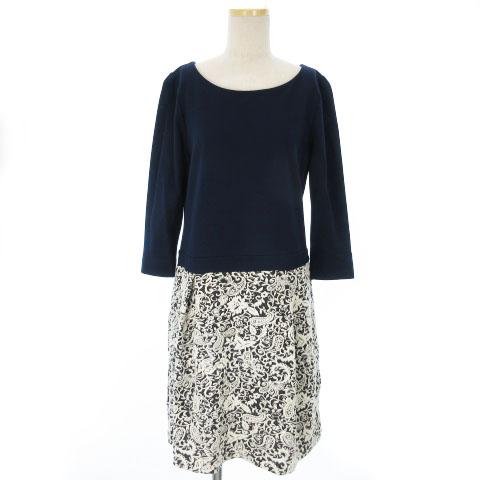 中古 グリーンレーベルリラクシング ワンピース ひざ丈 七分袖 切替 ペイズリー柄 ネイビー 黒 白系 38 レディースの通販はau Pay マーケット ブランド古着のベクトル